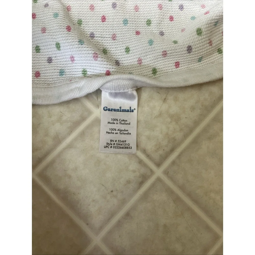 Garanimals White pastel polka dot Thermal Baby Blanket Waffle Weave 100% Cotton